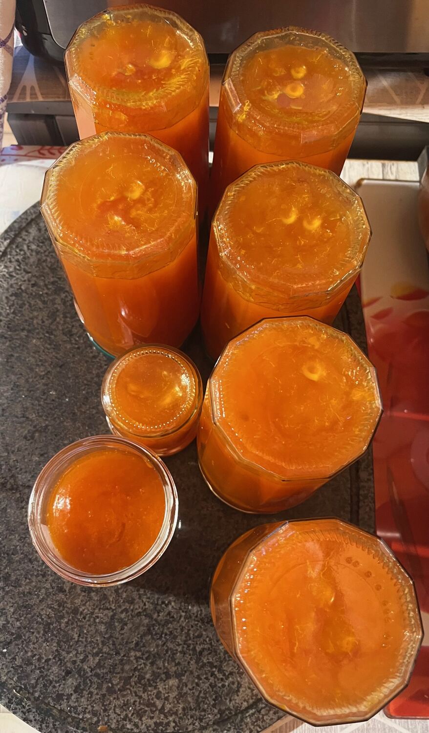 Pots de confiture d'abricots maison